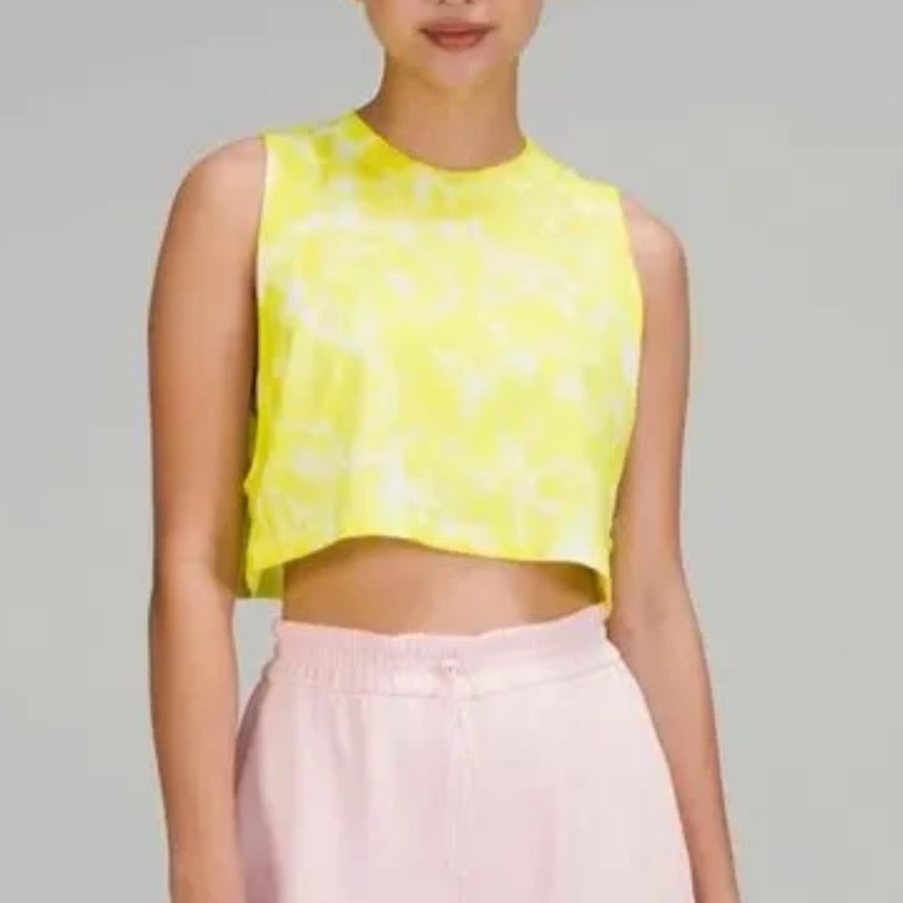 Lululemon Yellow Tie-Dye Sleeveless Crop Top